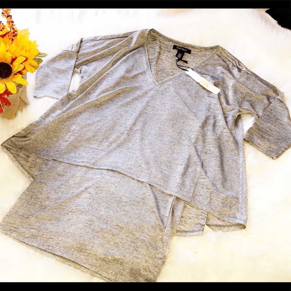 🆕WHITE HOUSE BLACK MARKET Heathered Gray Top